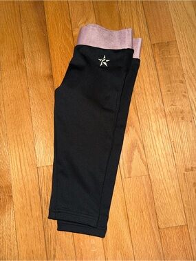 Rebel Athletic Black Capris with pink Holographic Waistband - YOUTH sizes